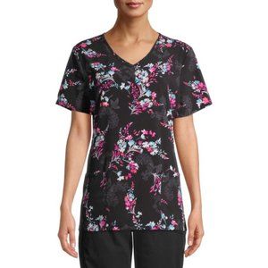 NWT Scrubstar "Magical Bouquet"  V-Neck Print Scrub Top
